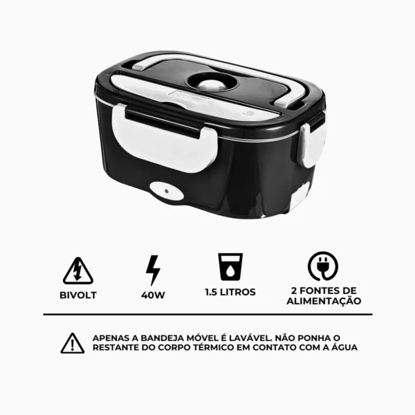 Marmita Elétrica Portátil Bivolt - PRETO - Image 8